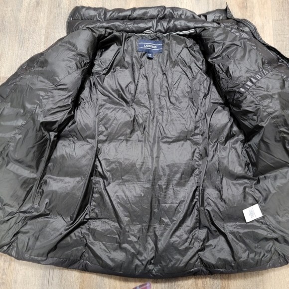 Lands End Mid Length Down Filled Coat Black Puffer Sz L/P 14-16 Zip Up NWOT - Picture 7 of 12